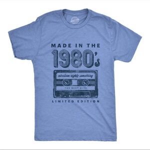 Crazy Dog T-Shirts Heather Blue 1980's Cassette Tee